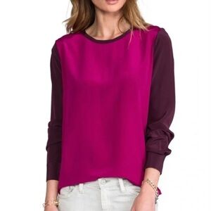 DIANE VON FURSTENBURG Louisa Silk Top in Brazen Plum/Rouge
